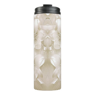 Bouteilles Isothermes Tasse Thermique Fleurs Blanches Ivoire