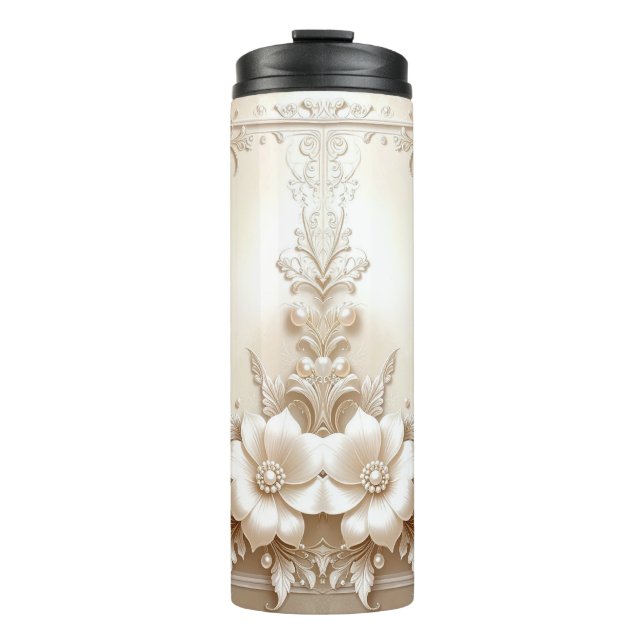 Bouteilles Isothermes Tasse Thermique Fleurs d'Ivoire (Devant)