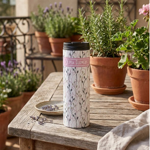 Bouteilles Isothermes Tasse Thermique Fleurs Personnalisée avec Nom