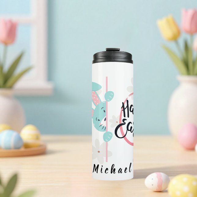 Bouteilles Isothermes Tasse Thermique Personnalisée Lapin Bleu de Pâques (Créateur téléchargé)