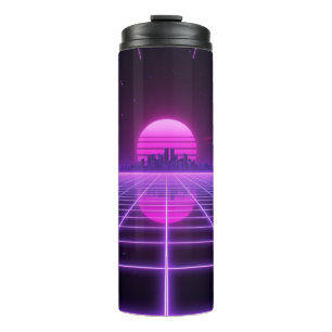Bouteilles Isothermes Tasse Thermique Rétro Néon Synthwave Grille Infini