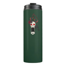 Tasse Thermique Rose Gothique Bougie Crâne Hurleur