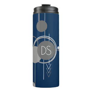 Bouteilles Isothermes Tattoos Line Art   Abstrait Marine bleu gris perso