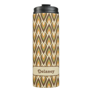 Bouteilles Isothermes Teardrops géométriques Brown, Orange, Vert Rétro