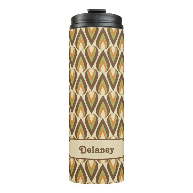 Bouteilles Isothermes Teardrops géométriques Brown, Orange, Vert Rétro (Devant)