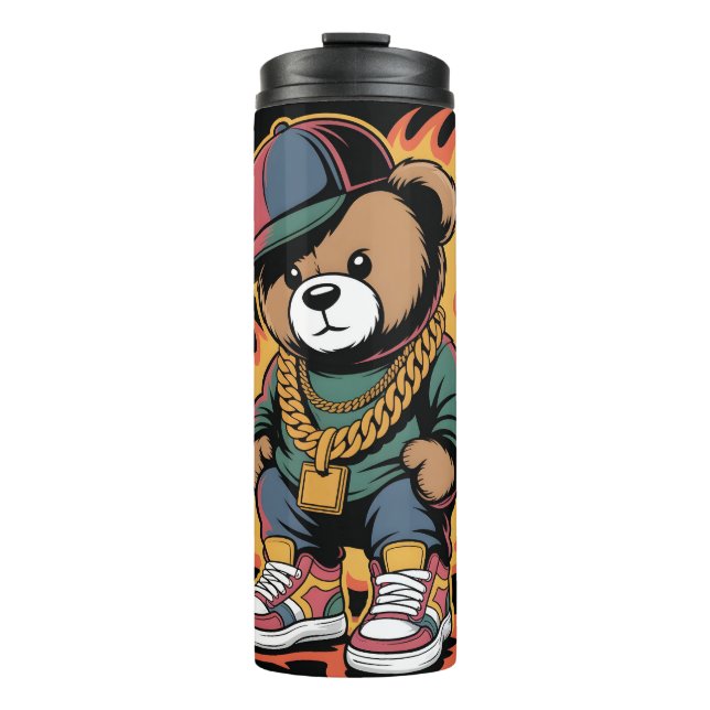 Bouteilles Isothermes Teddy Bear in Hip-Hop Style with Gold Chains (Devant)