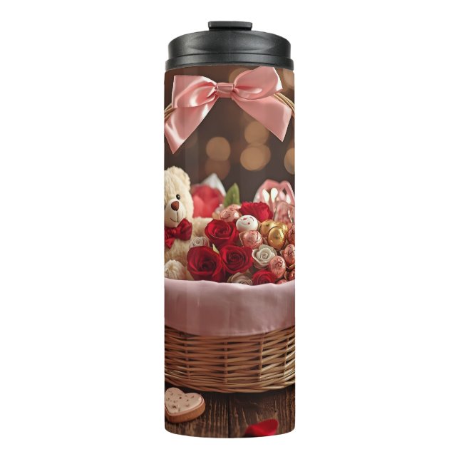 Bouteilles Isothermes Teddy Rose Basket Romantic Valentine Stainless  (Devant)
