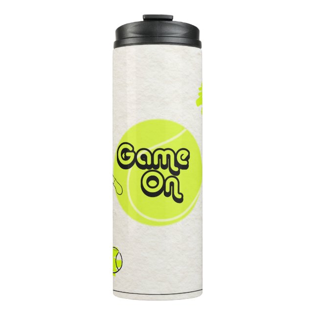 Bouteilles Isothermes Tennis Sports Tumbler avec la citation JEU ON (Devant)