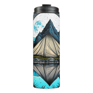 Bouteilles Isothermes Tente vintage dans le lac des Montagnes Réflexion