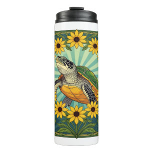 Bouteilles Isothermes Terrapin Et Fleurs De Susan Aux Yeux Noirs Art Nou