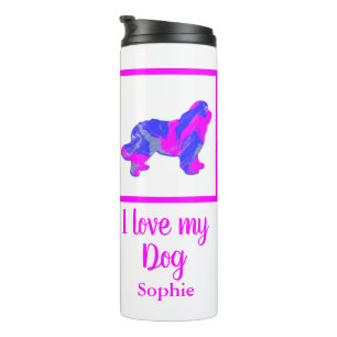 Bouteilles Isothermes Terre-Neuve/Chien nouveau Hot rose&Blue Silhouette