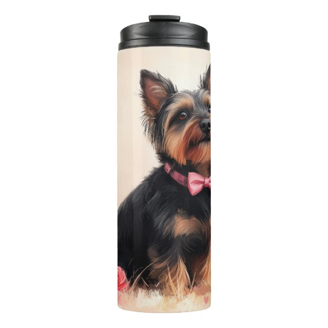 Bouteilles Isothermes Terrier Australien avec des Roses - Saint-Valentin (Devant)