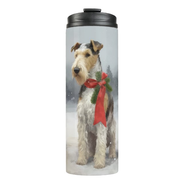Bouteilles Isothermes Terrier Wirefox Chien dans la neige Noël (Devant)