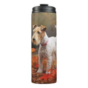 Bouteilles Isothermes Terrier Wirefox dans les feuilles d'automne chute