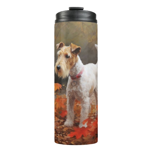 Bouteilles Isothermes Terrier Wirefox dans les feuilles d'automne chute  (Devant)