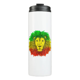 Bouteilles Isothermes Tête de lion Rasta rouge jaune vert dessin Jamaïqu