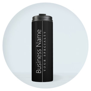 Bouteilles Isothermes Texte Blanc Simple et Élégant sur Fond Noir