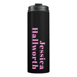 Bouteilles Isothermes Texte éditable rétro-moderne Noir et rose