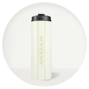 Bouteilles Isothermes Texte personnalisable élégant Or blanc cassé
