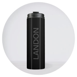 Bouteilles Isothermes Texte personnalisable   Noir Moderne Gras & Gris F