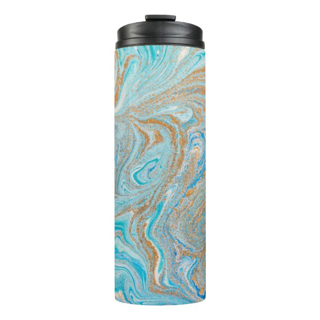 Bouteilles Isothermes texture Abstraite en marbre bleu (Devant)