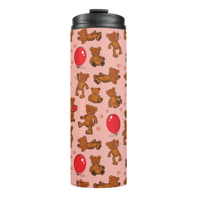 Bouteilles Isothermes Texture avec le nounours, coeurs (Devant)