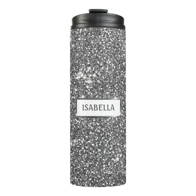 Bouteilles Isothermes Texture de paillettes argentées fausses et nom per (Devant)