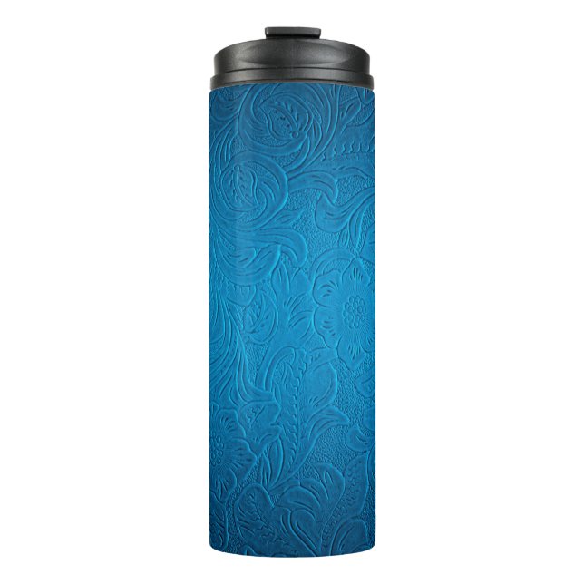 Bouteilles Isothermes Texture en cuir bleu (Devant)