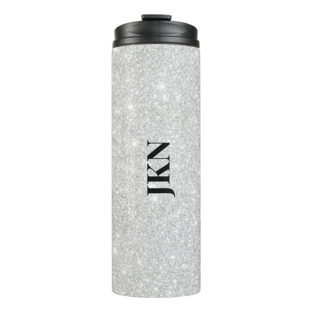 Bouteilles Isothermes Texture Parties scintillant argent blanc brillant  (Devant)