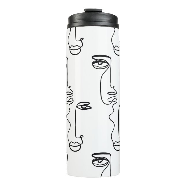 Bouteilles Isothermes Texture with abstract faces. One continuous line p (Devant)