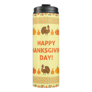 Bouteilles Isothermes Thanksgiving : retro brodée carte design.