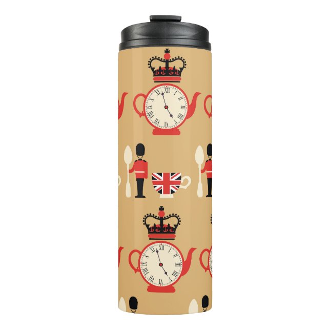 Bouteilles Isothermes Thé anglais vintage : motif sans soudure. (Devant)