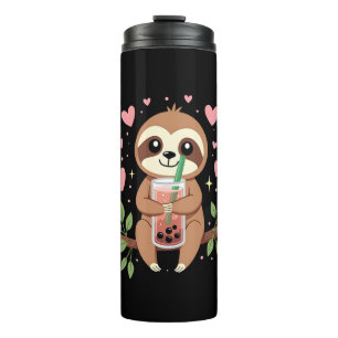 Bouteilles Isothermes Thé au lait bulles Boba Sloth Mignon Kawaii Femmes