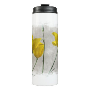 Bouteilles Isothermes Therm Poppy Californie Jaune Aquarelle Numérique
