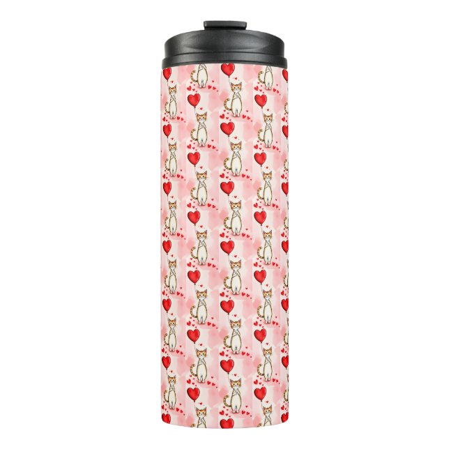 Bouteilles Isothermes Thermal Tumbler Cat Kitten Red Hearts  (Devant)