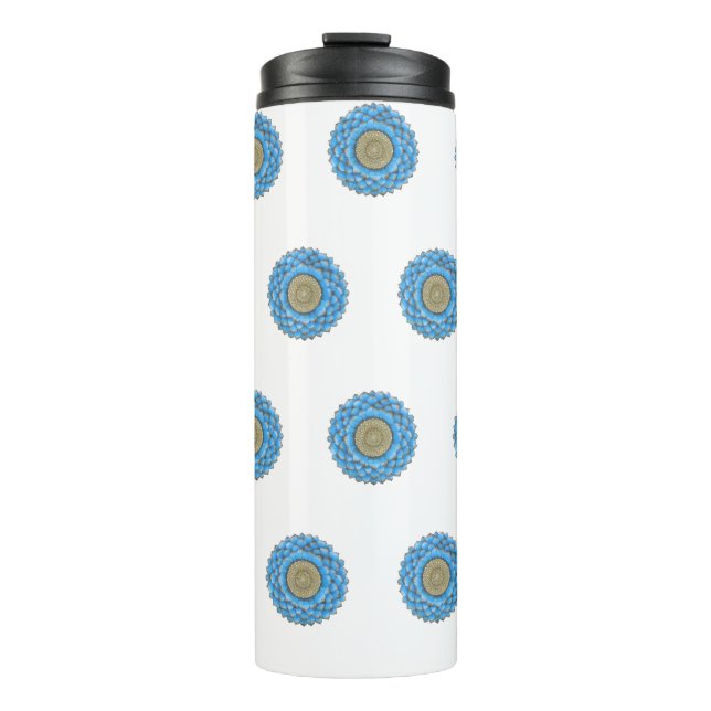Bouteilles Isothermes Thermal Tumbler with hand- drawn mandala design (Devant)