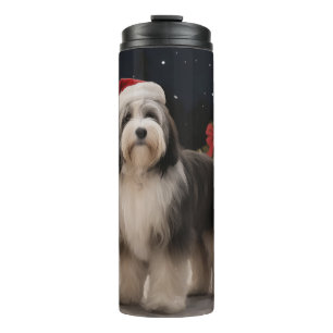 Bouteilles Isothermes Tibetan Terrier dans la neige à Noël