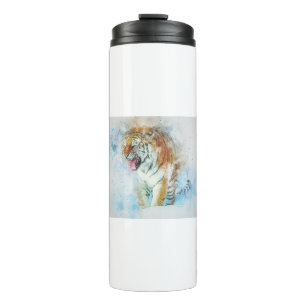 Bouteilles Isothermes Tiger Roar Animal Art Abstrait Aquarelle Vintage.
