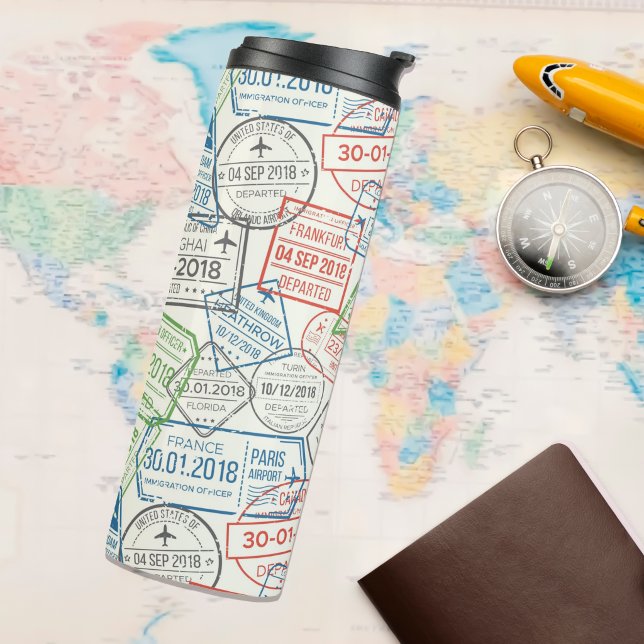 Bouteilles Isothermes Timbre de visa de voyage (Help your favorite adventurer stay hydrated with this travel visa tumbler)