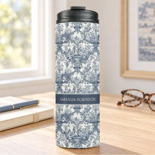 Bouteilles Isothermes Tissu damassé floral vintage Monogramme toile de j