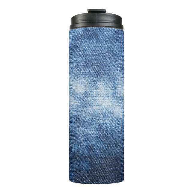 Bouteilles Isothermes Tissu en denim usé, arrière - plan texturé. (Devant)