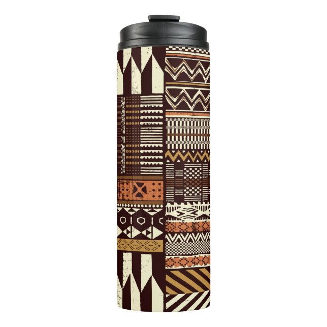 Bouteilles Isothermes Tissu tribal africain patchwork abstrait vin (Devant)