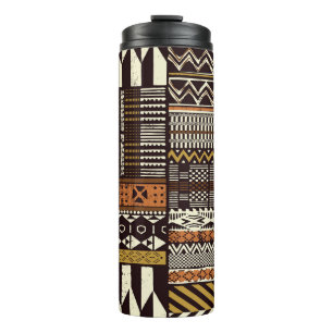 Bouteilles Isothermes tissu tribal africain, vintage abstrait.