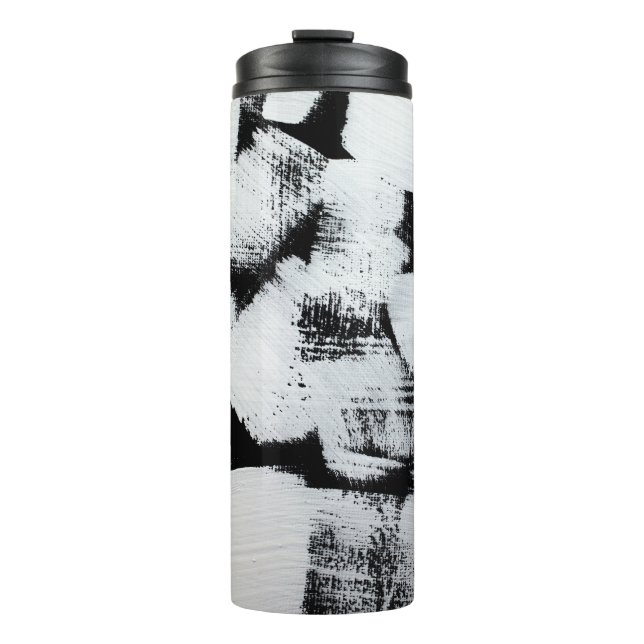 Bouteilles Isothermes Toile peinte abstraite noir blanc. (Devant)
