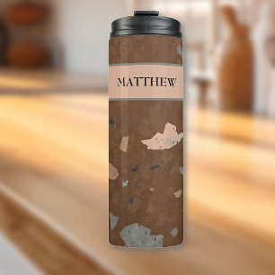 Bouteilles Isothermes Tons Brown foncé et tons terre Terrazzo Motif 12oz
