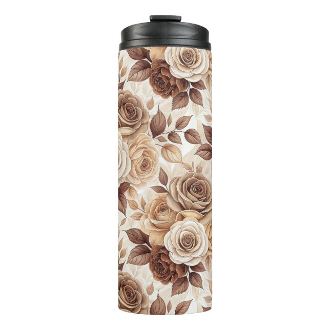 Bouteilles Isothermes Tons café Floral Rose Motif (Devant)