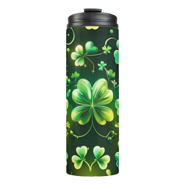 BOUTEILLES ISOTHERMES TONS DE SHAMROCKS CELTIQUES IRLANDAIS VERTS (Devant)