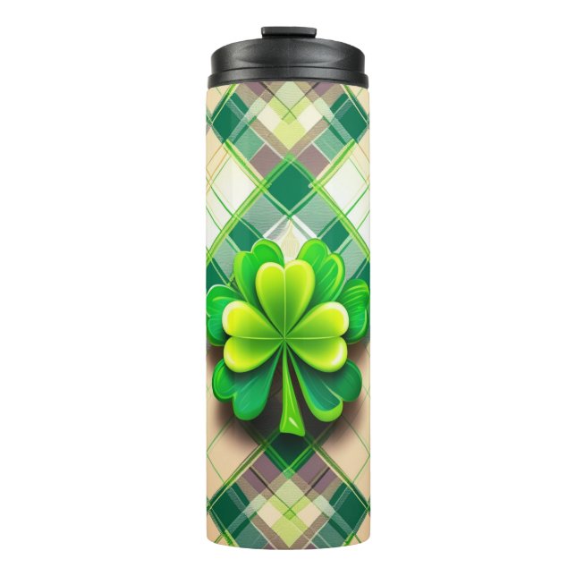 BOUTEILLES ISOTHERMES TONS DE SHAMROCKS CELTIQUES IRLANDAIS VERTS (Devant)