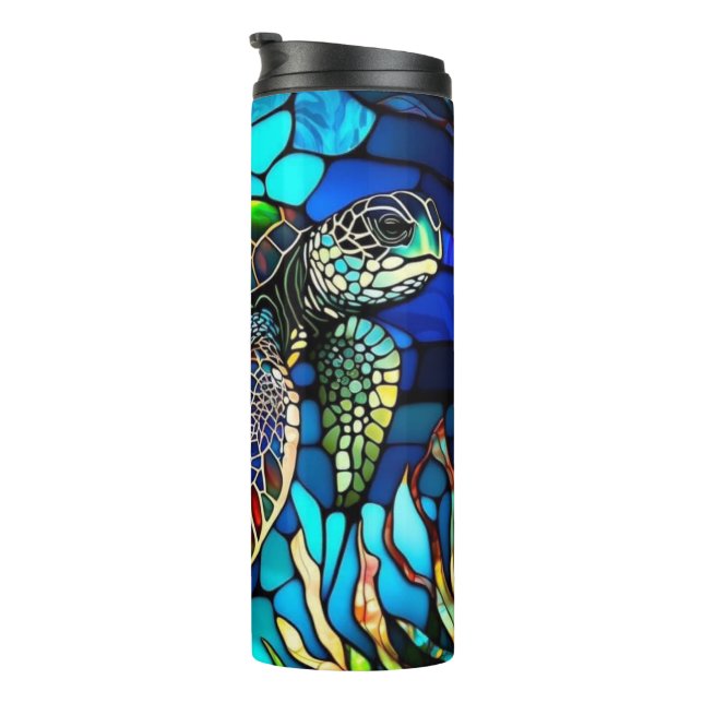 Bouteilles Isothermes Tortue colorée en verre (Tourné sur la droite)