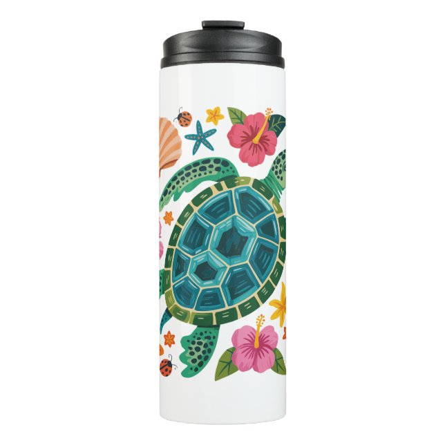 Bouteilles Isothermes Tortue de mer florale Boho (Devant)